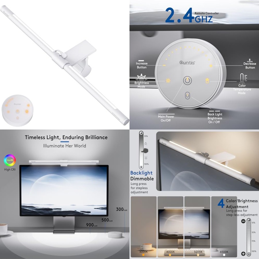 Desk Setup Computer - Monitor Light Bar with Remote, Eye-Care