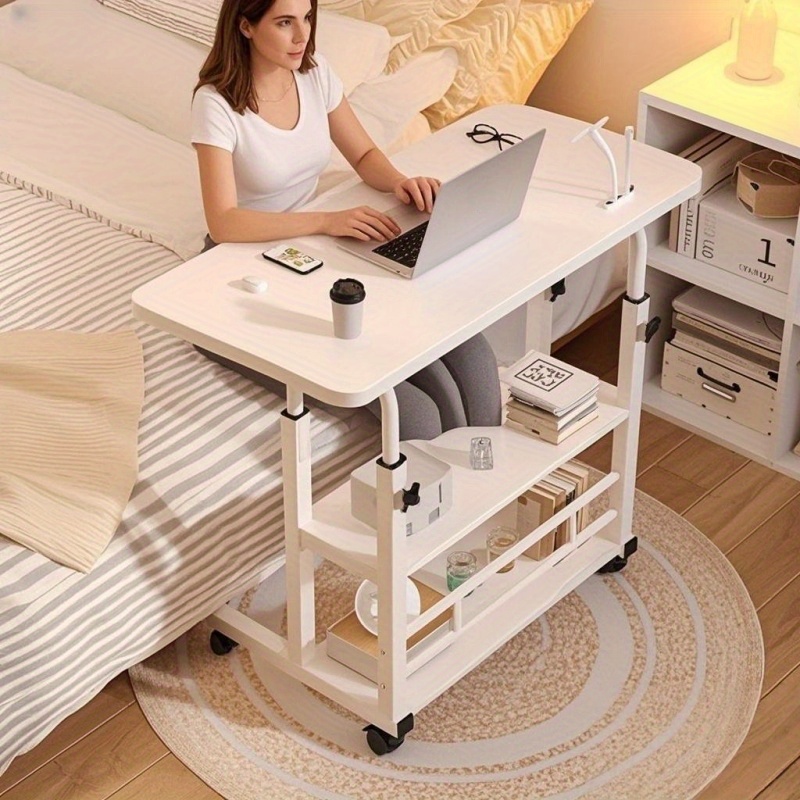 Desk Setup Shelves - Multifunctional Folding Table with Wheels, Height