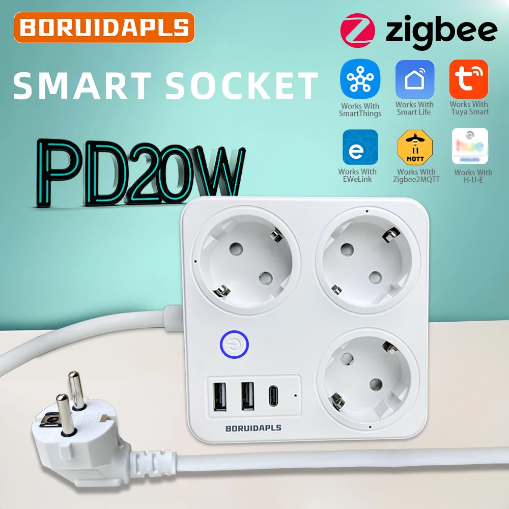 Power Strip Flat - BORUIDAPLS ZigBee EU Smart Power Strip