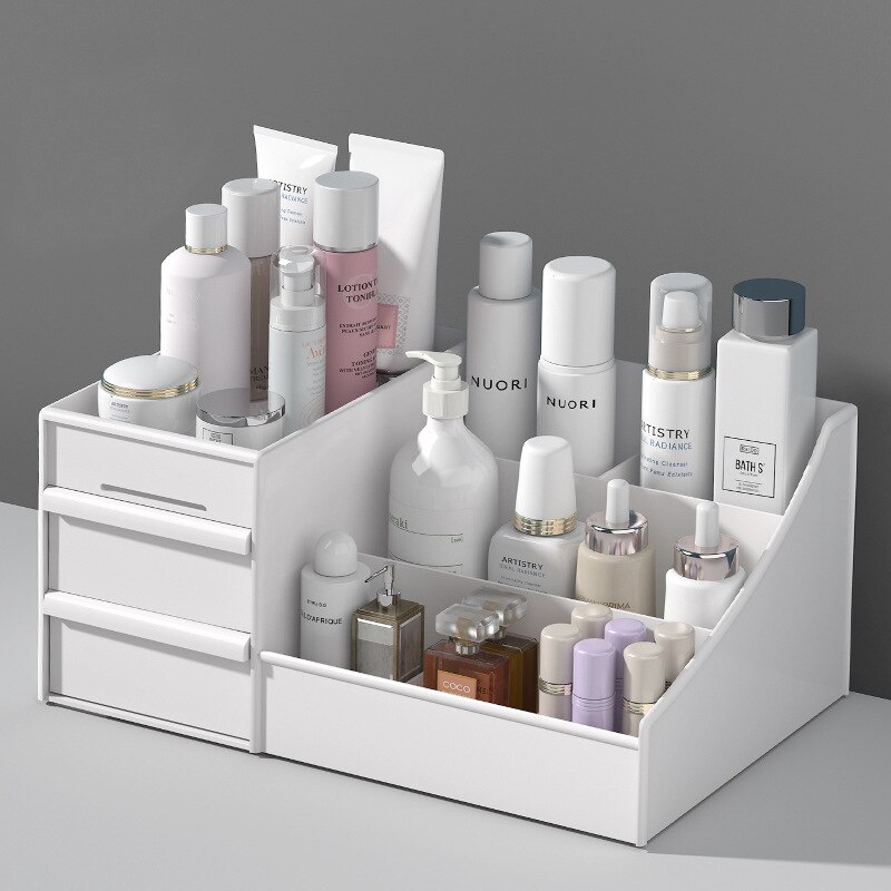 Desk Setup Shelves - 1PC White Plastic Makeup Storage Box