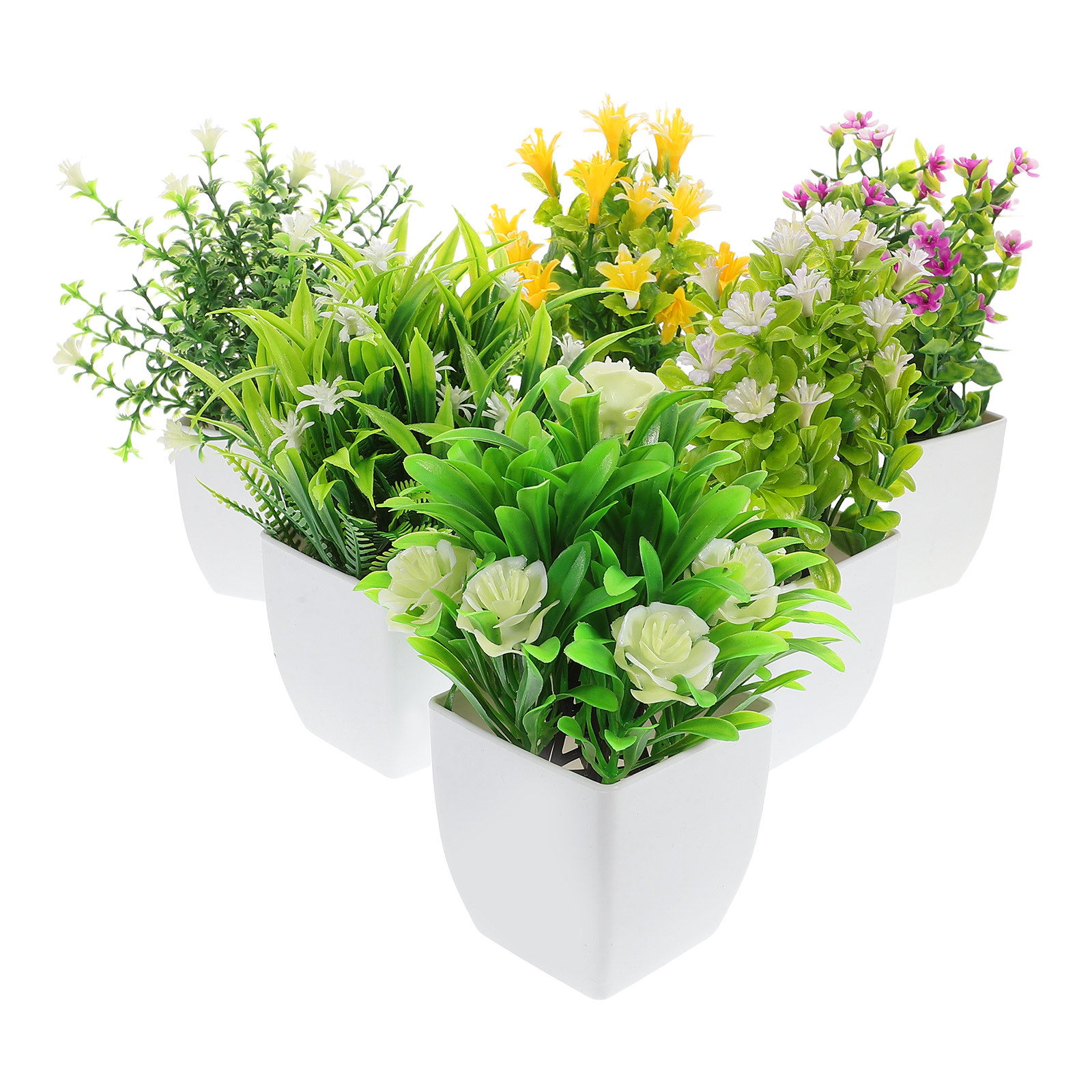 Plant Pot Small Desk - 6Pcs Lifelike Fake Potted Plants Small