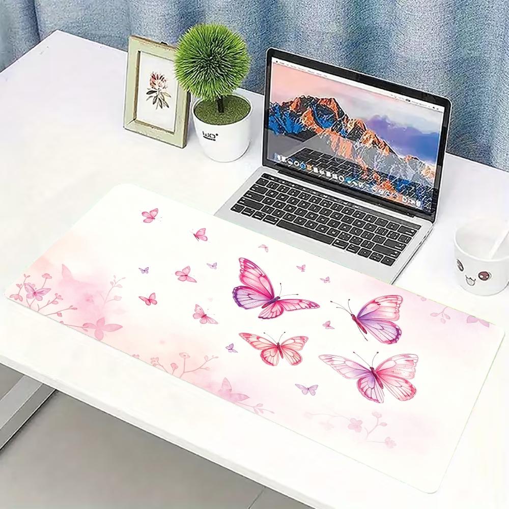Watercolor Pink Butterfly Larg - Desk Setup Laptop And Pc recension och pris