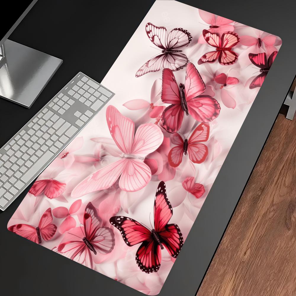 Watercolor Pink Butterfly Larg - Desk Setup Laptop And Pc recension och pris