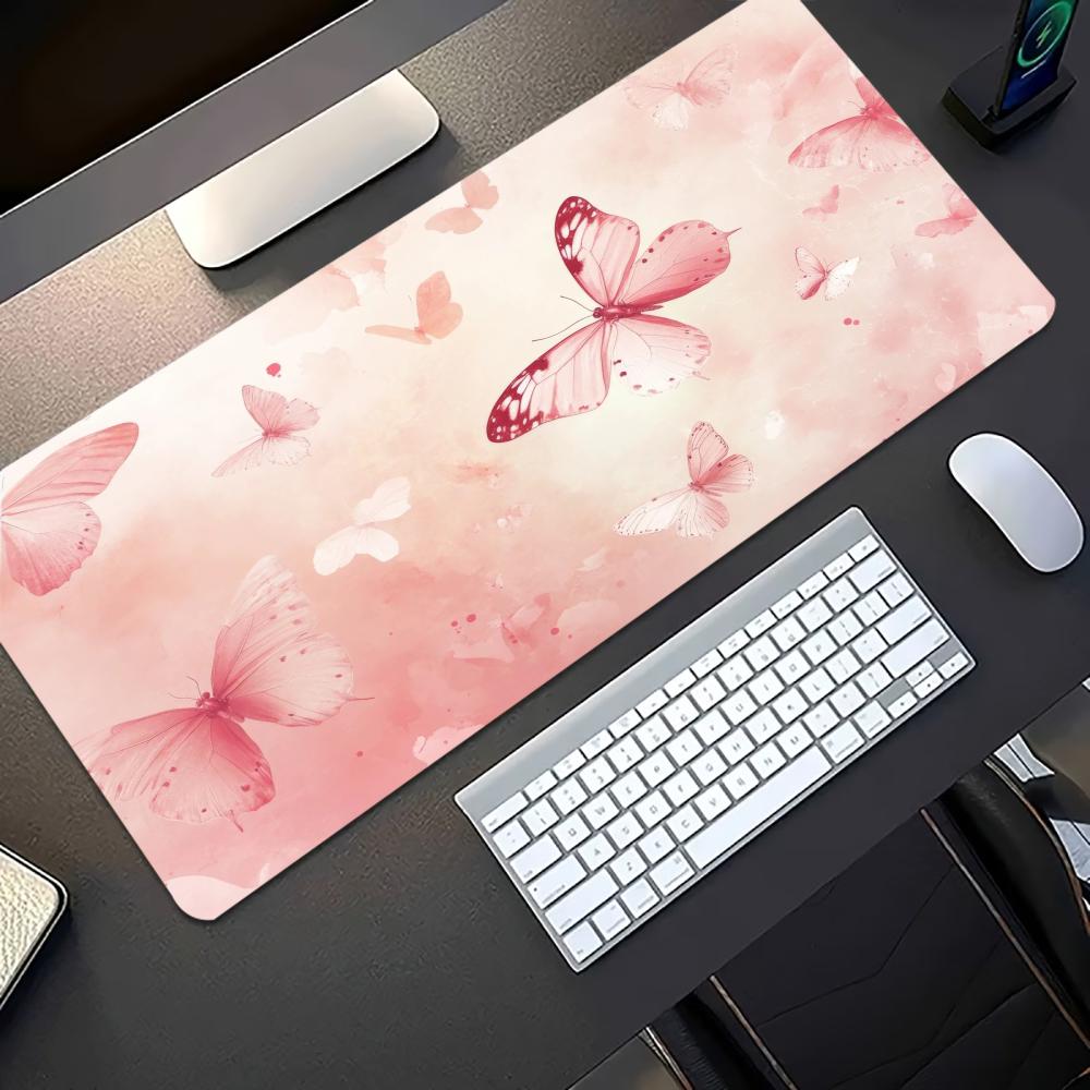 Watercolor Pink Butterfly Larg - Desk Setup Laptop And Pc recension och pris
