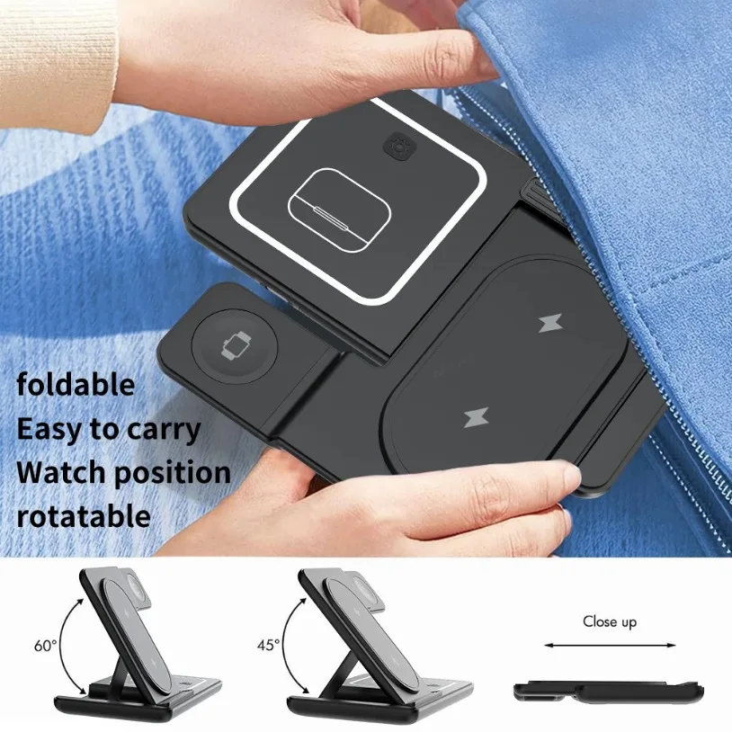 3 in 1 Foldable Wireless Charg - Desk Setup Apple recension och pris