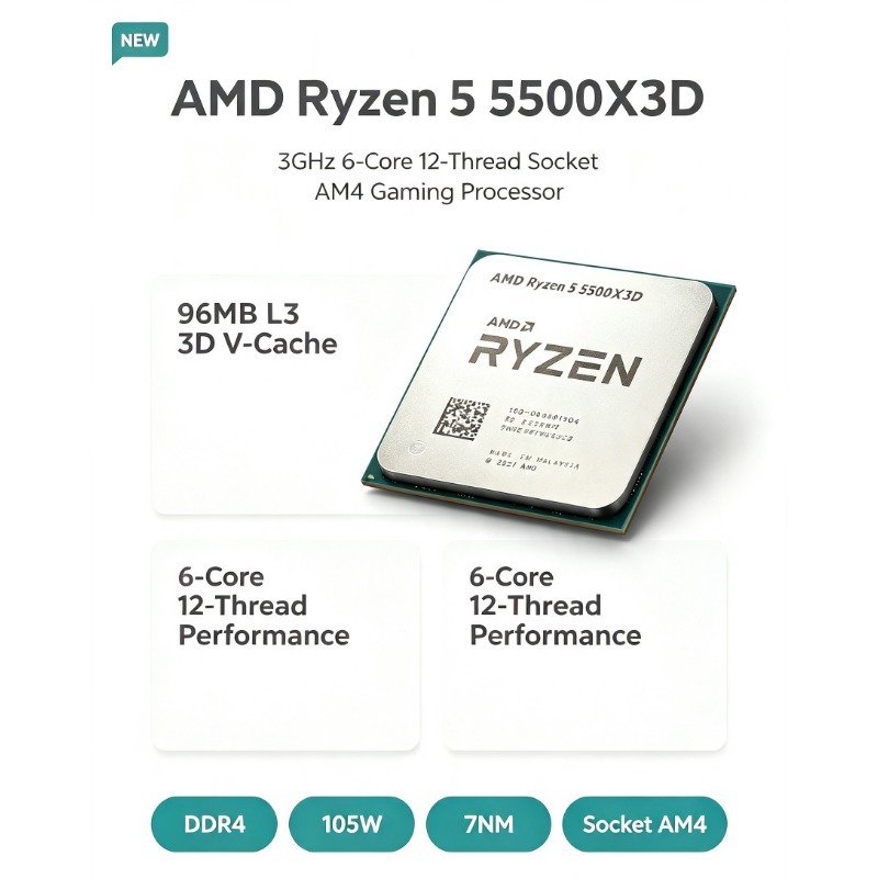AMD Ryzen 5 5500X3D Gaming CPU - Amd Cpu Ryzen 5 recension och pris