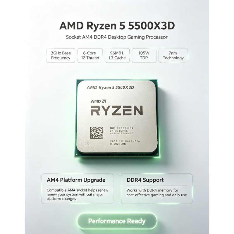 AMD Ryzen 5 5500X3D Gaming CPU - Amd Cpu Ryzen 5 recension och pris