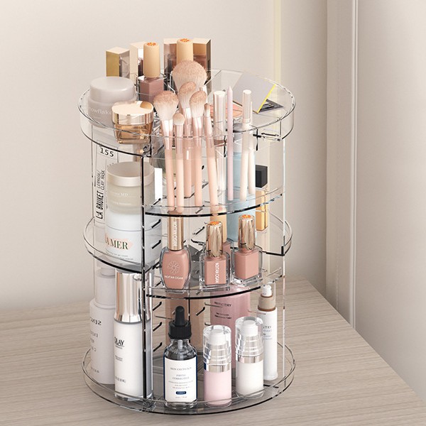 360-Degree Rotating Cosmetic S - Desk Setup Shelves recension och pris