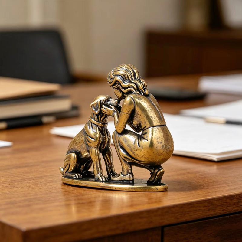 NEW Brass Girl Dog Figure Home - Desk Setup Retro recension och pris