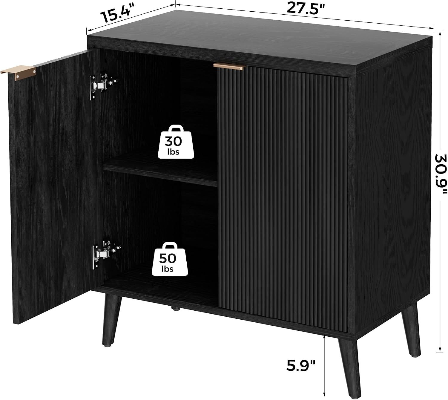 Fluted Buffet Cabinet With Sto - Desk Setup Shelves recension och pris