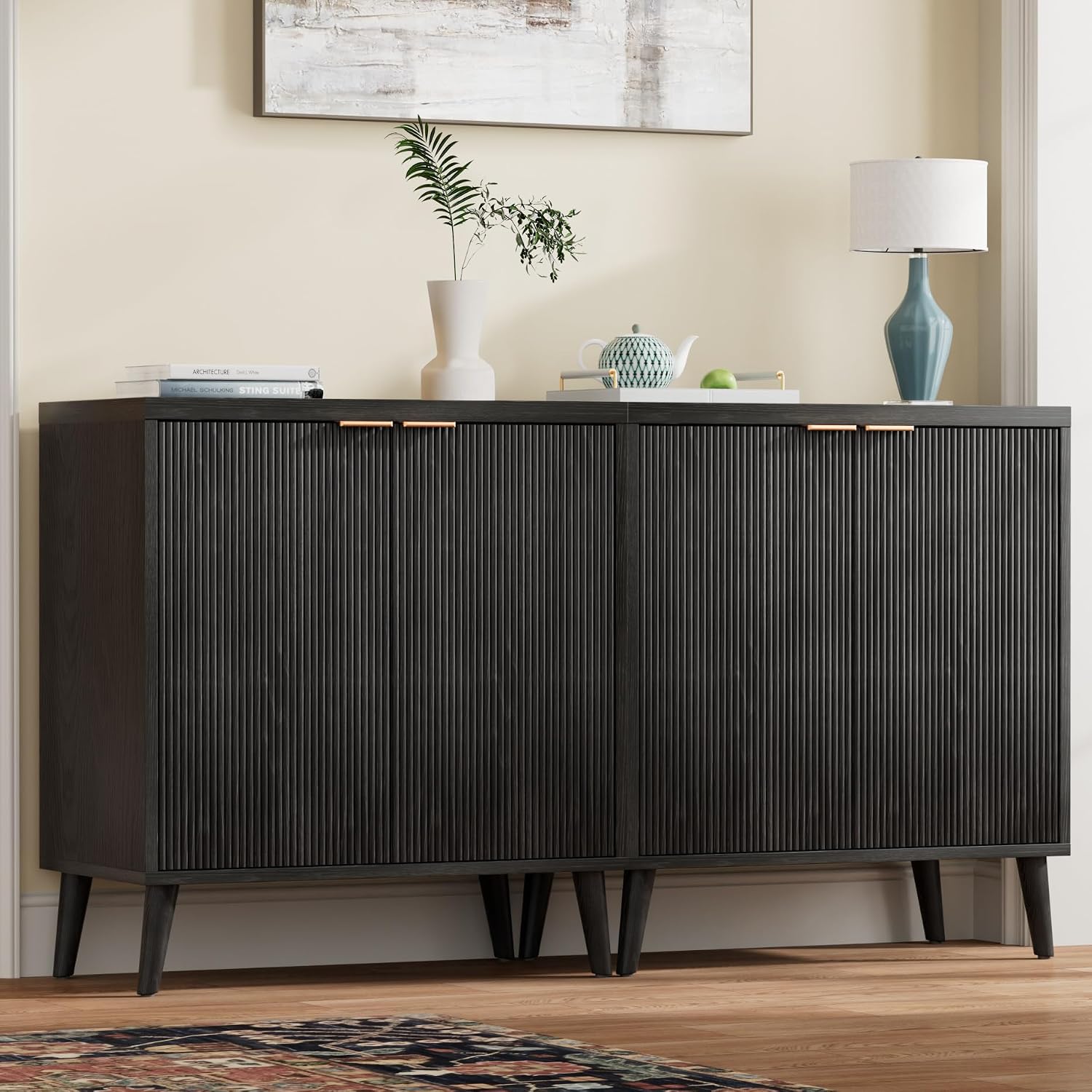 Fluted Buffet Cabinet With Sto - Desk Setup Shelves recension och pris