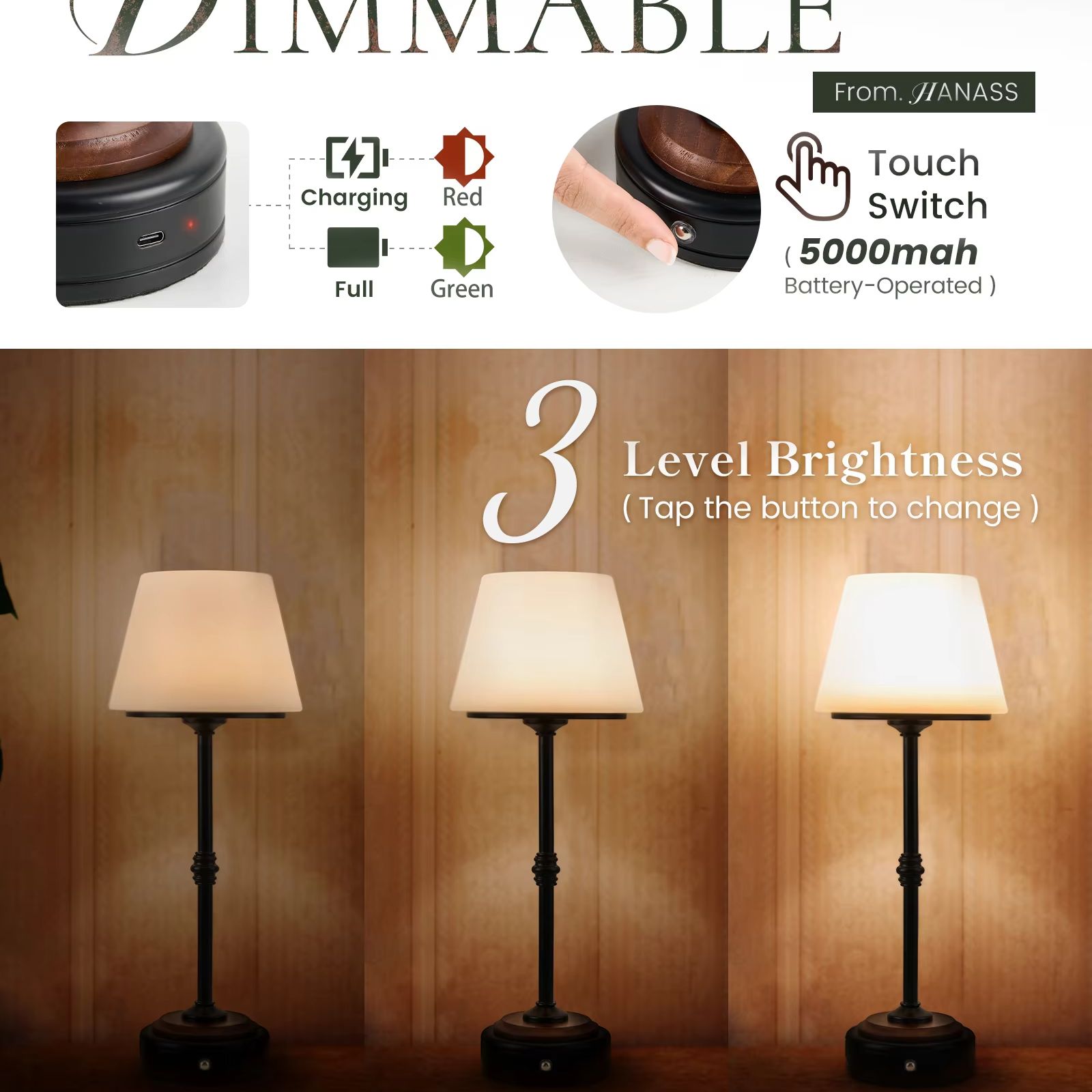 Cordless Table Lamps Set of  5 - Desk Setup Study recension och pris