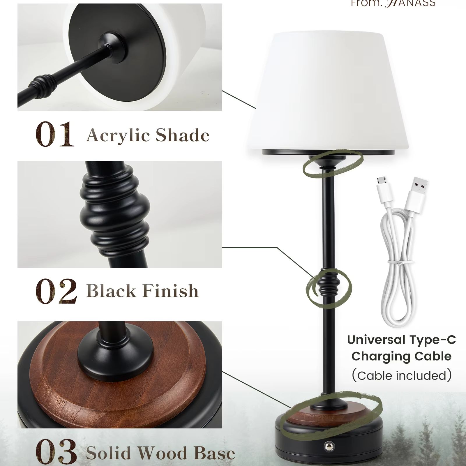 Cordless Table Lamps Set of  5 - Desk Setup Study recension och pris