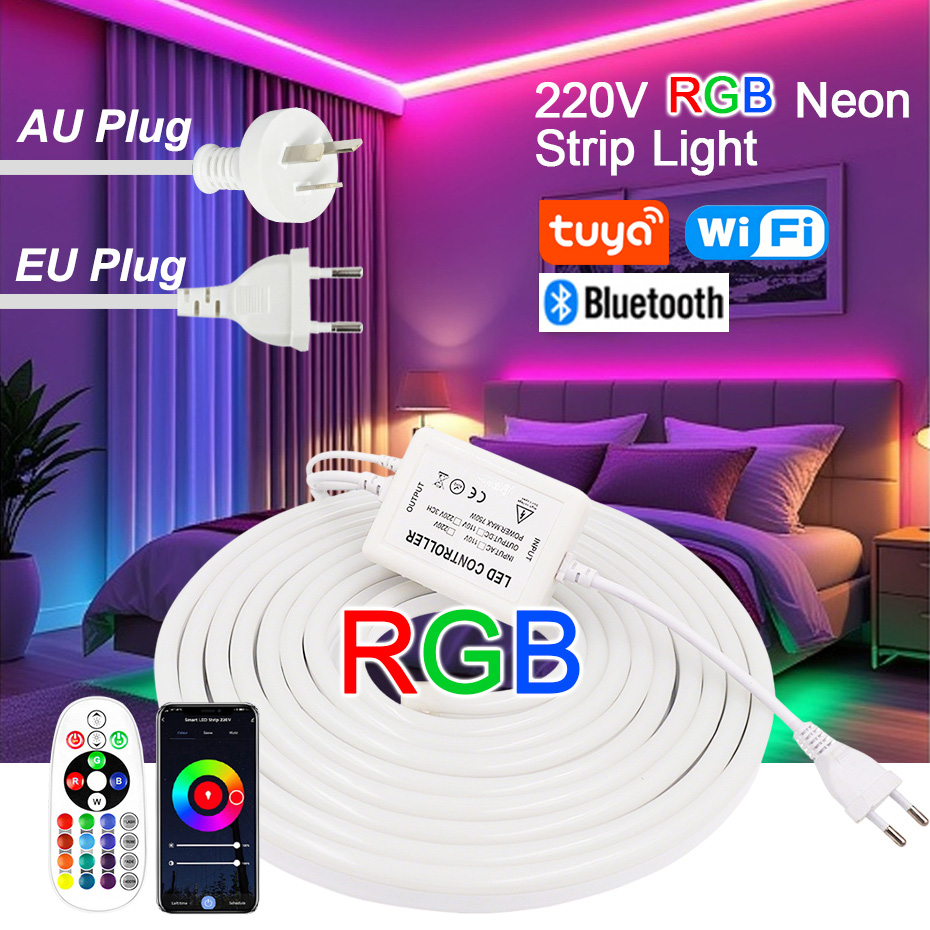 220V RGB LED Neon Strip with E - Power Strip Flat recension och pris