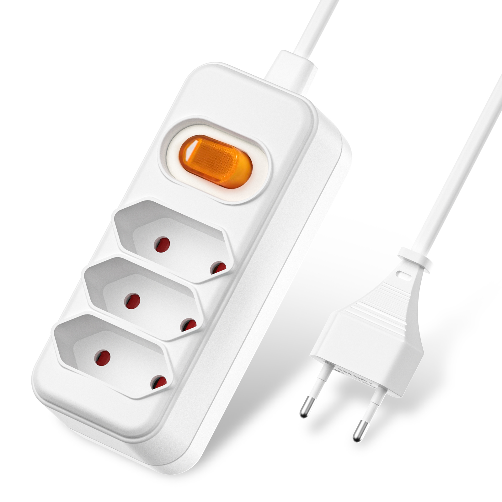 European EU 2 Prong Power Sock - Power Strip Flat recension och pris