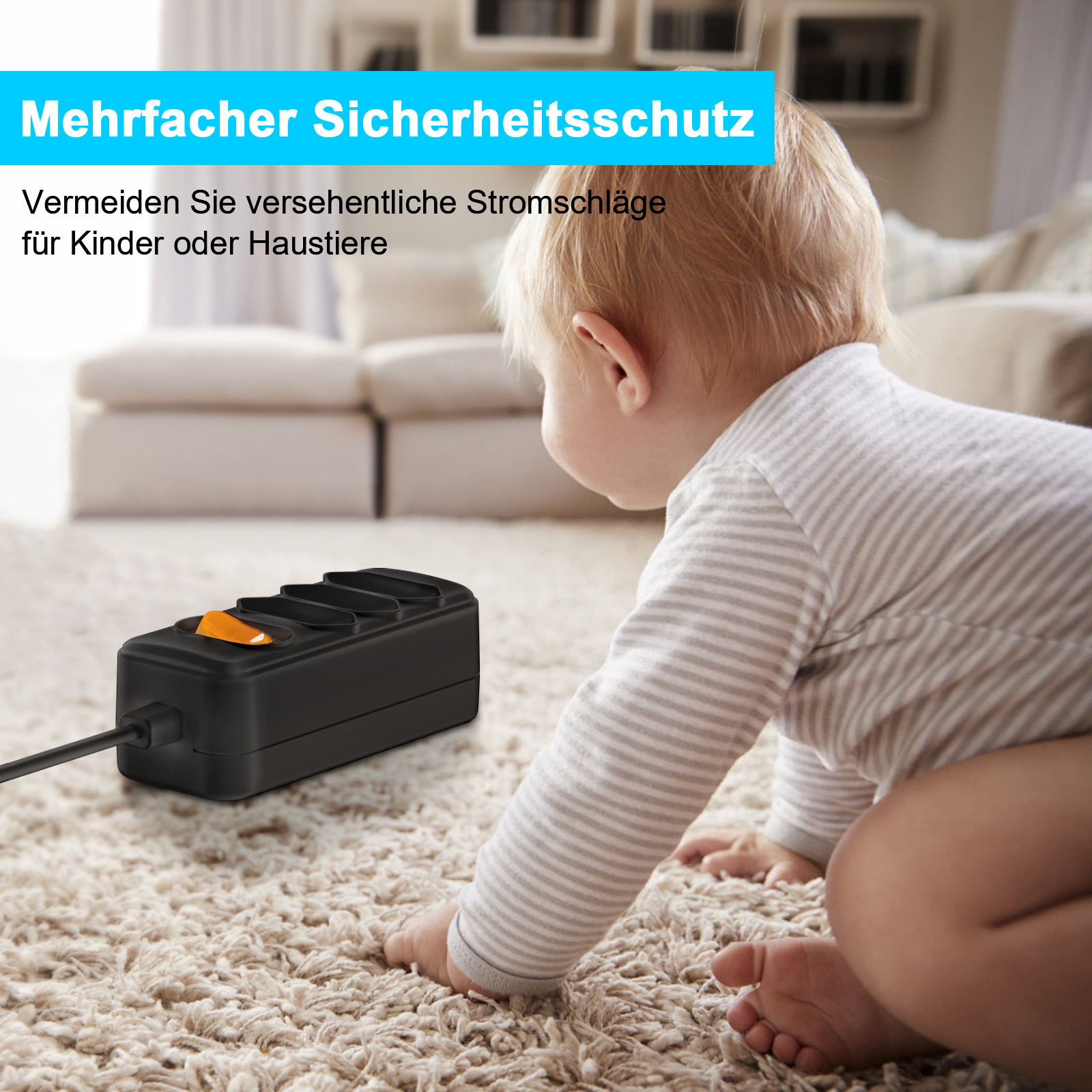 European EU 2 Prong Power Sock - Power Strip Flat recension och pris