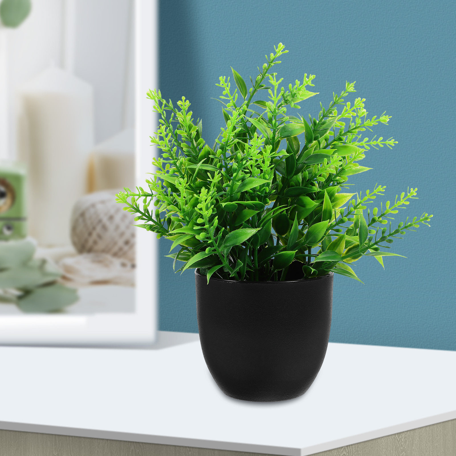 4Pcs Lifelike Fake Plants in P - Plant Pot Small Desk recension och pris