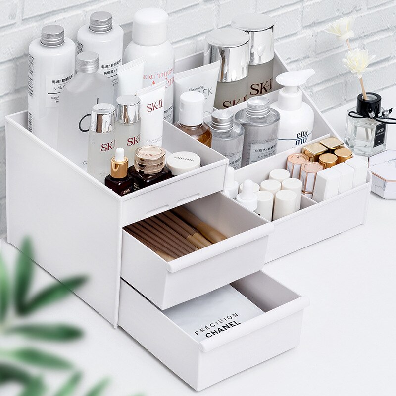 1PC White Plastic Makeup Stora - Desk Setup Shelves recension och pris