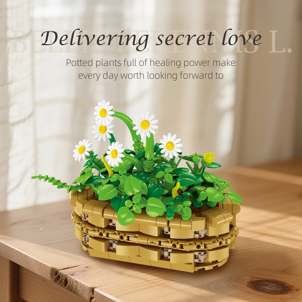 375PCS Daisy Plant Building Bl - Plant Pot Small Desk recension och pris