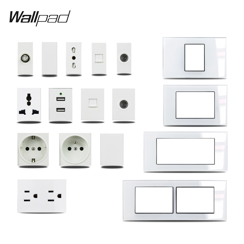 US Italy Type DIY White Glass  - Power Strip Flat recension och pris