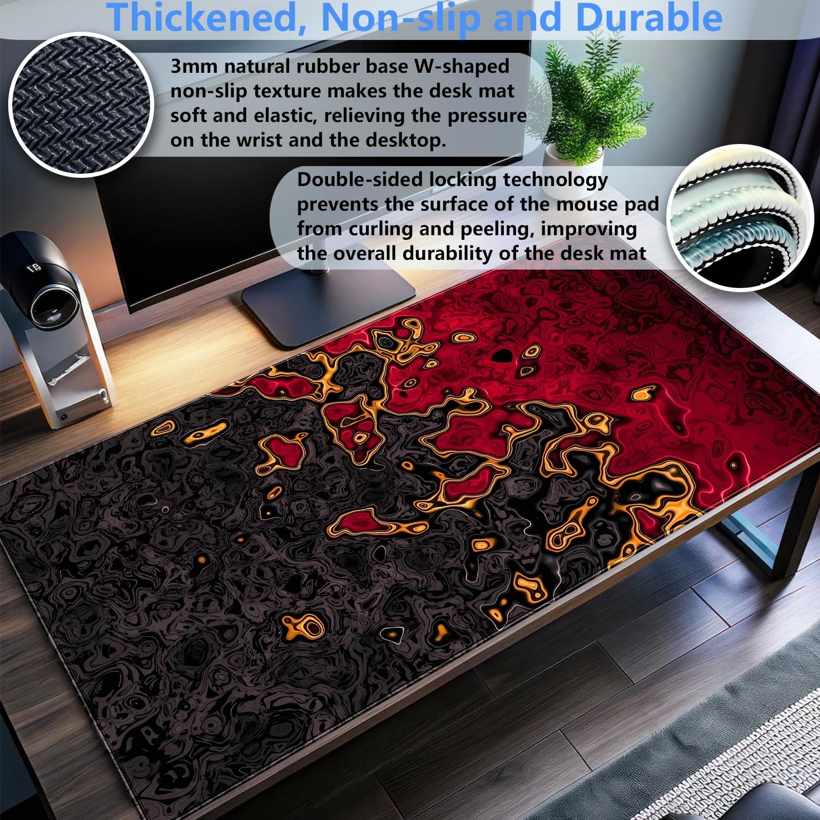 Red Black Extra Large Gaming M - Rubber Mat Desk recension och pris