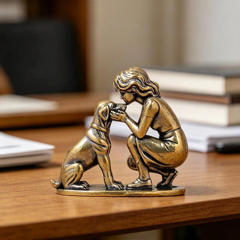 Brass Girl Dog Figure Home Des - Desk Setup Retro recension och pris