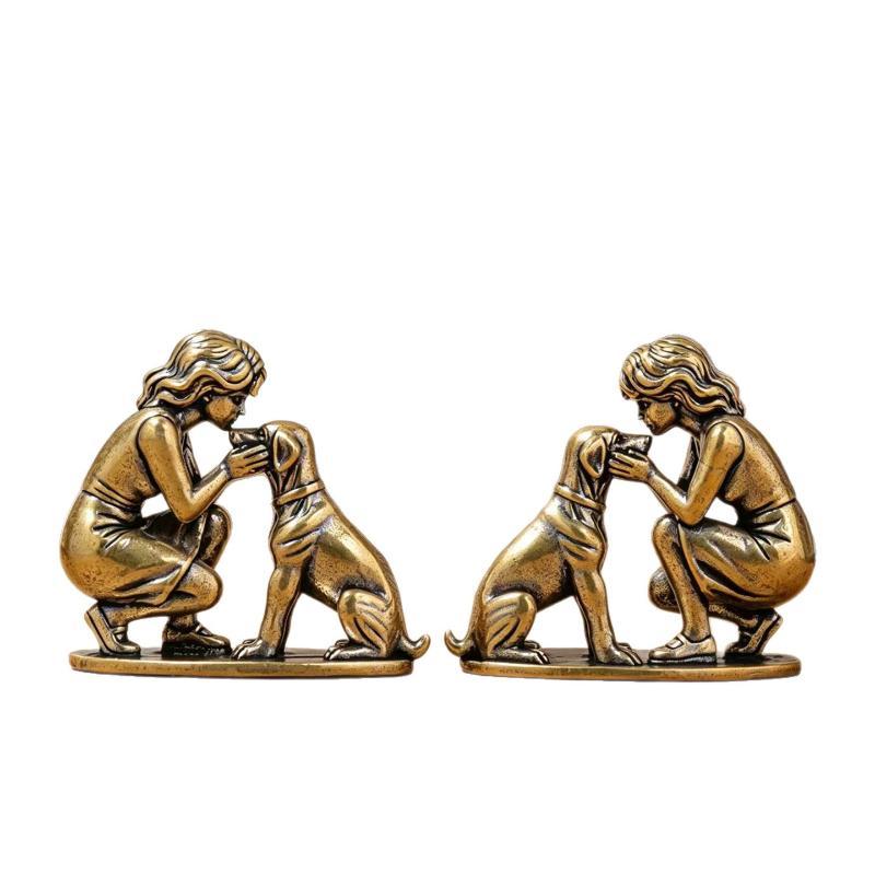 Brass Girl Dog Figure Home Des - Desk Setup Retro recension och pris