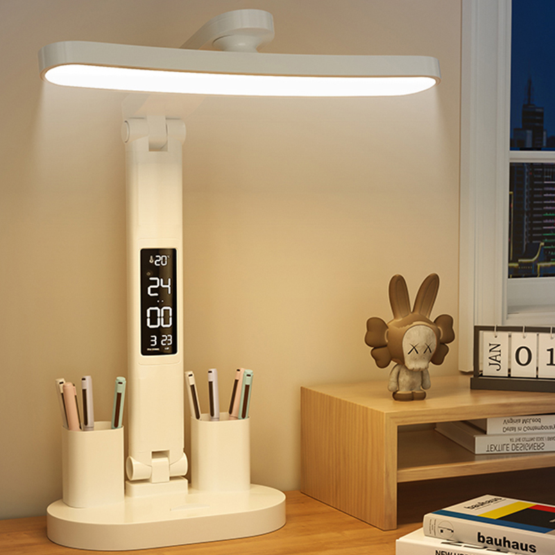 LED Clock Table Lamp USB Charg - Desk Setup Study recension och pris