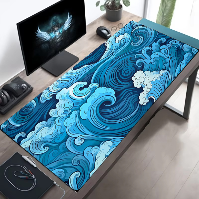 Japanese Blue Waves Mouse Pad  - Desk Setup Japan recension och pris