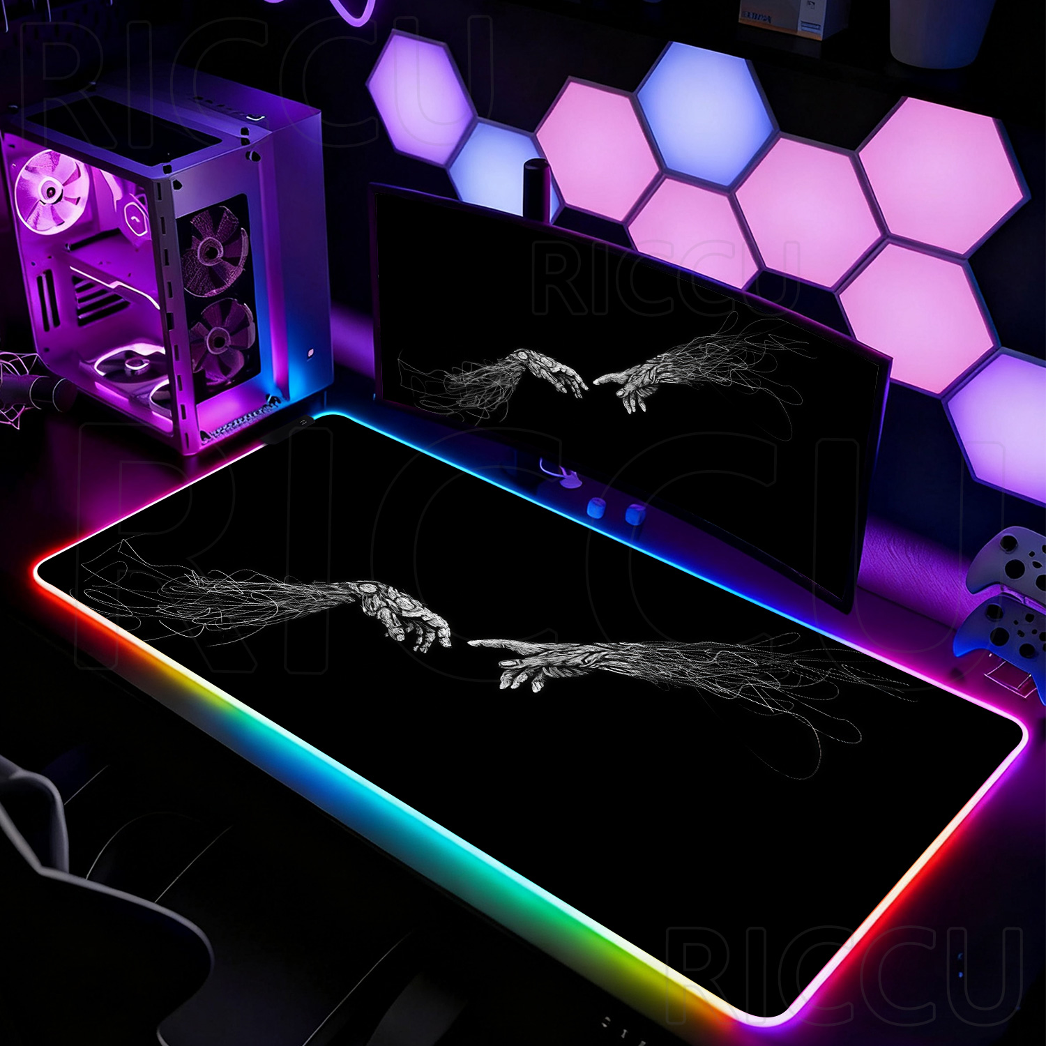 RGB XXL HD Large Black White G - Desk Setup Laptop And Pc recension och pris